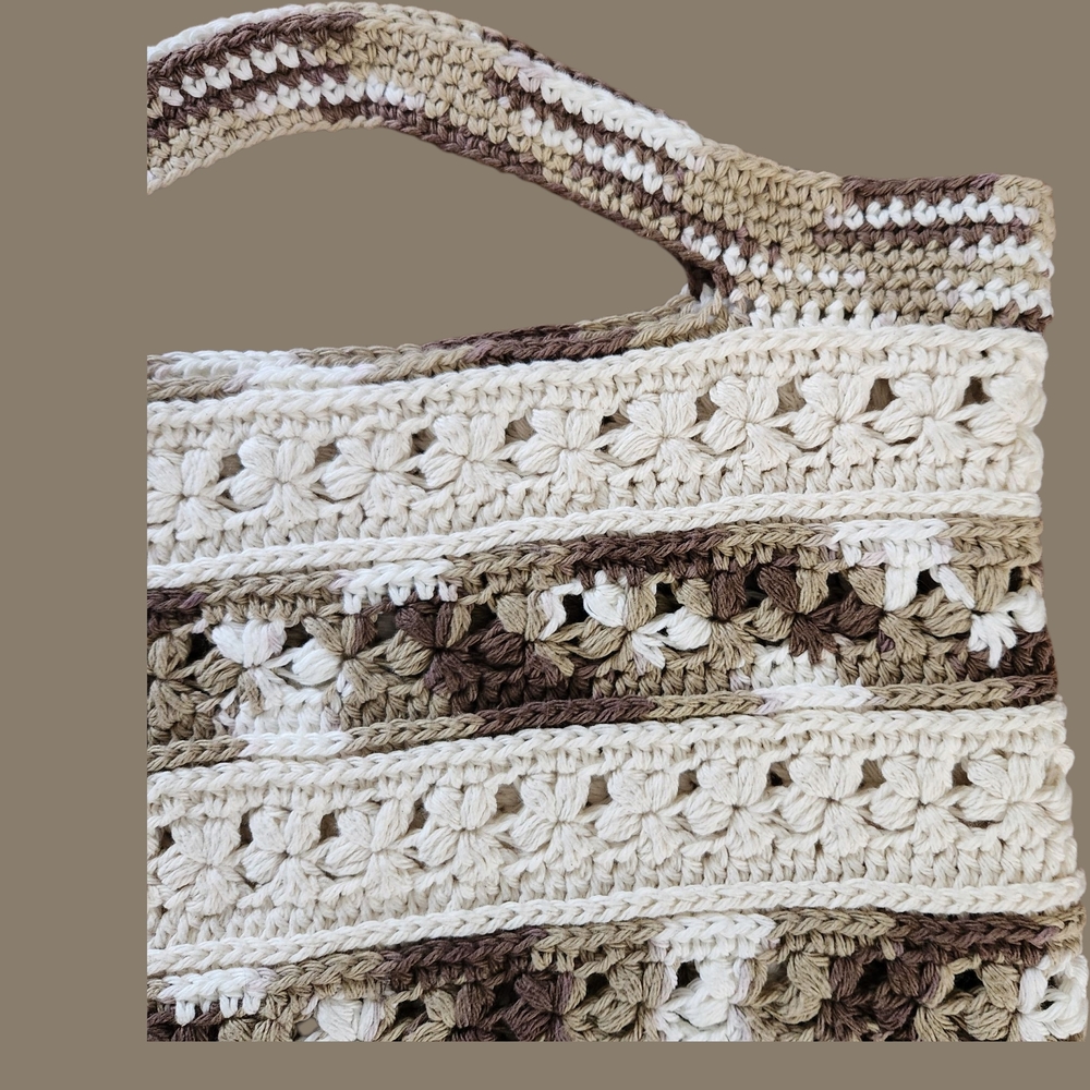Handmade Shopping Bag Crochet Tote Textured - Picture 2 of 6